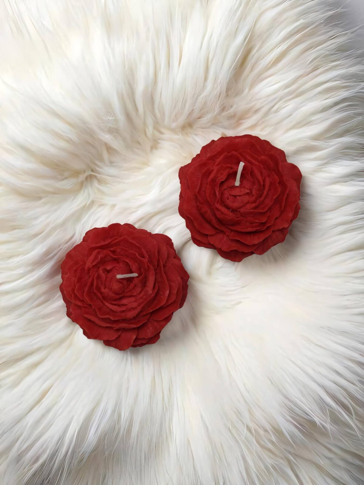 Red Peony Decorative Candle – Set of 2