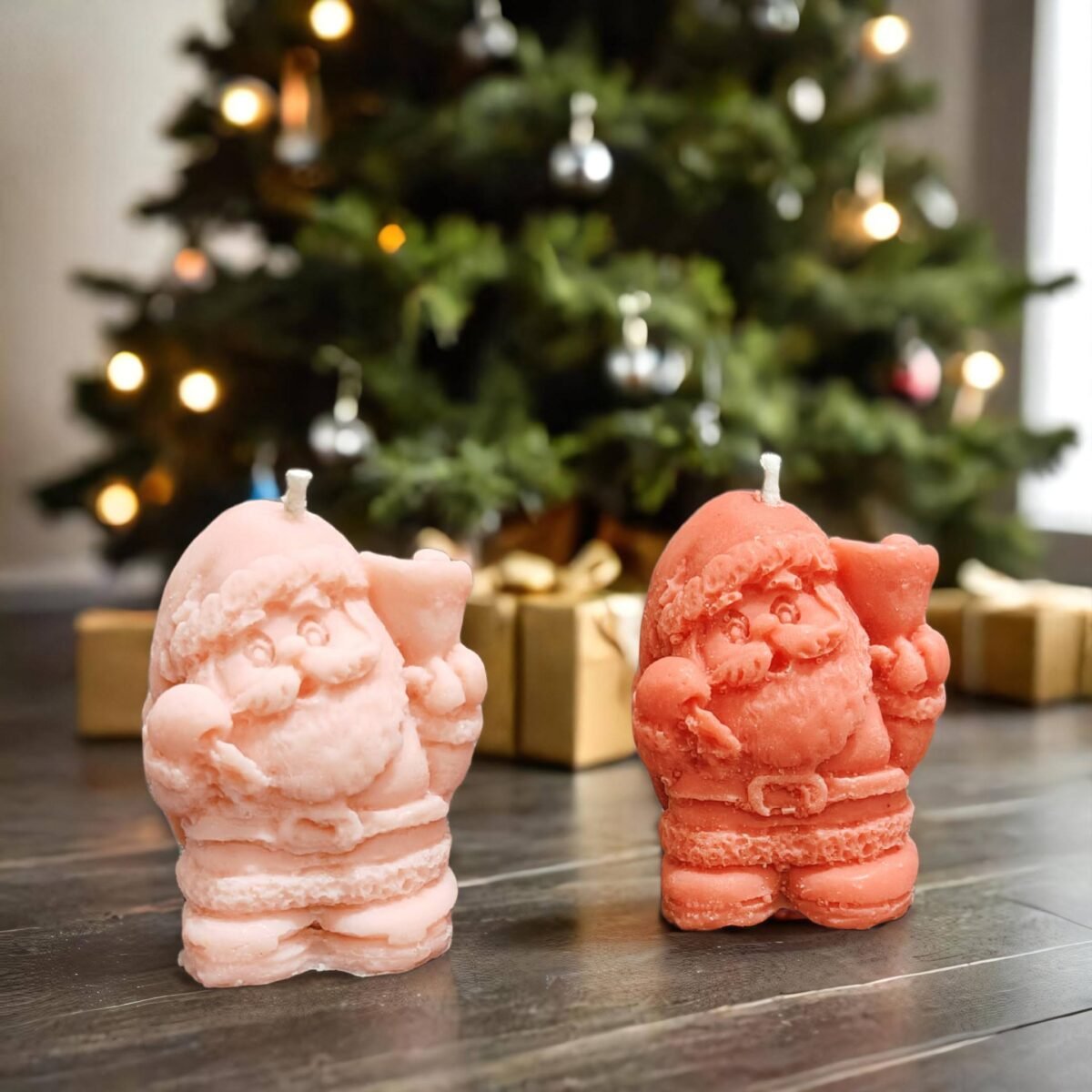 Santa Molded Candle | Xmas Candle | Small Size | Pack of 2(Pink, Red)