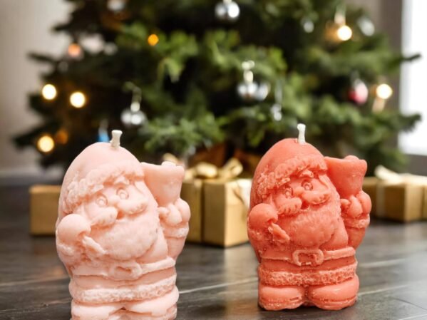 Santa Molded Candle | Xmas Candle | Small Size | Pack of 2(Pink, Red)