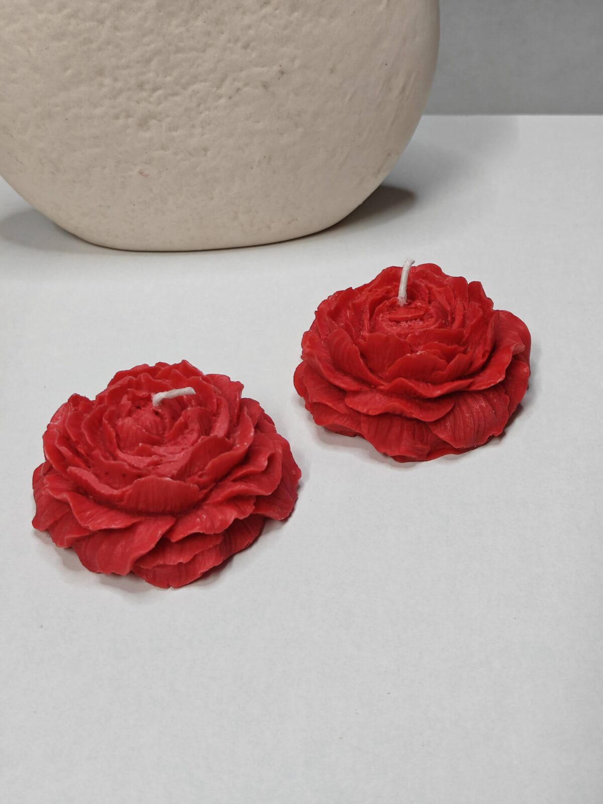 Red Peony Decorative Candle – Set of 2 - Image 4