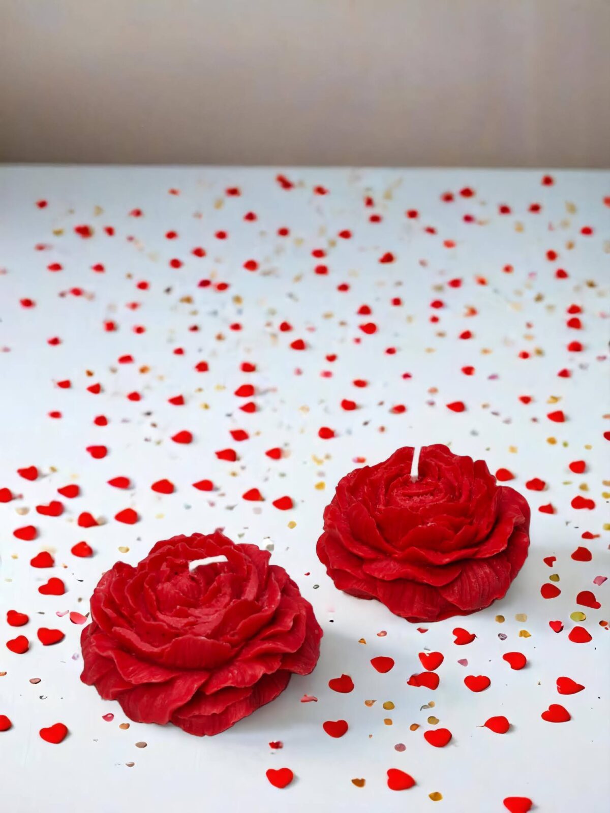 Red Peony Decorative Candle – Set of 2 - Image 3