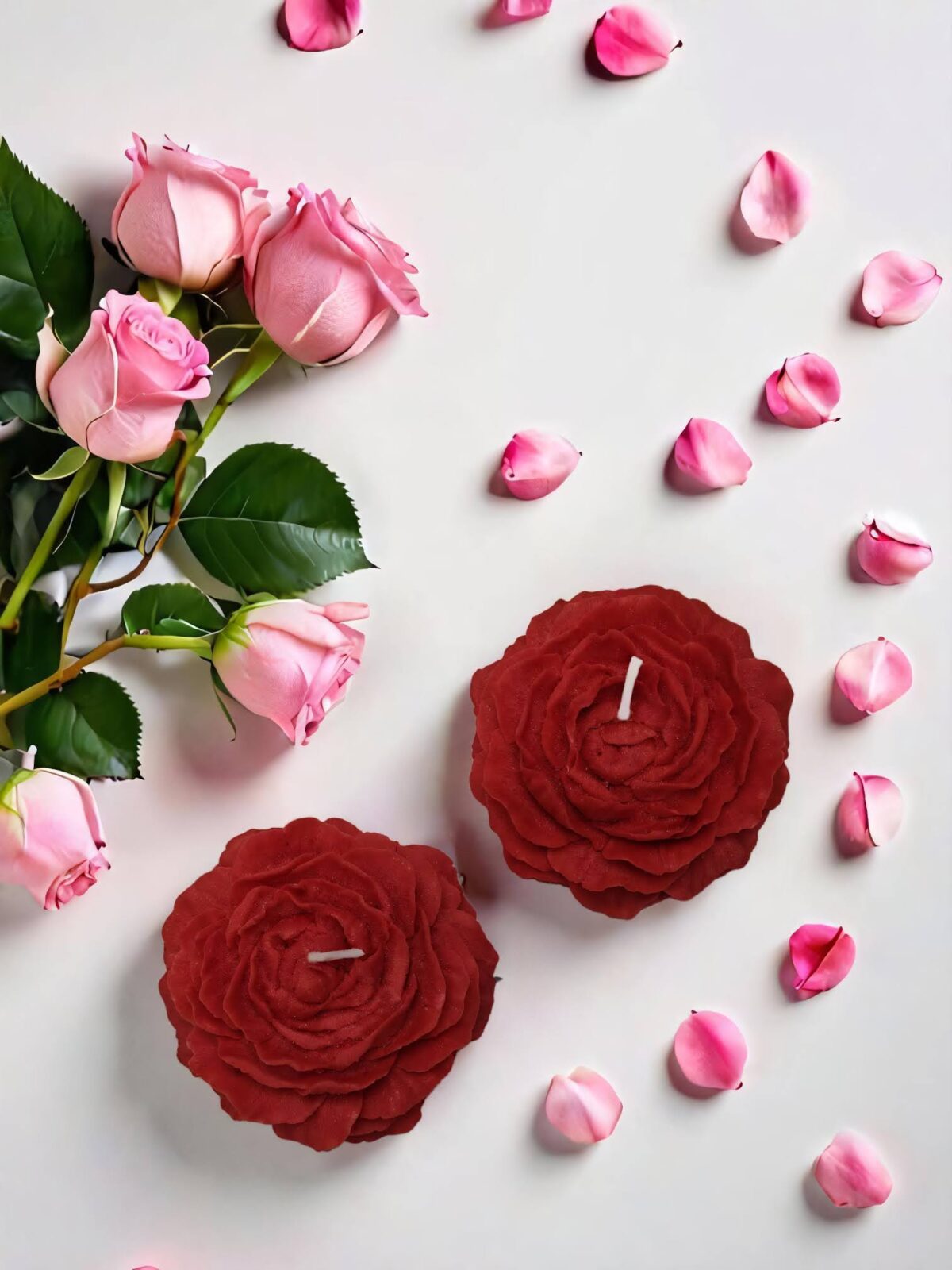 Red Peony Decorative Candle – Set of 2 - Image 2