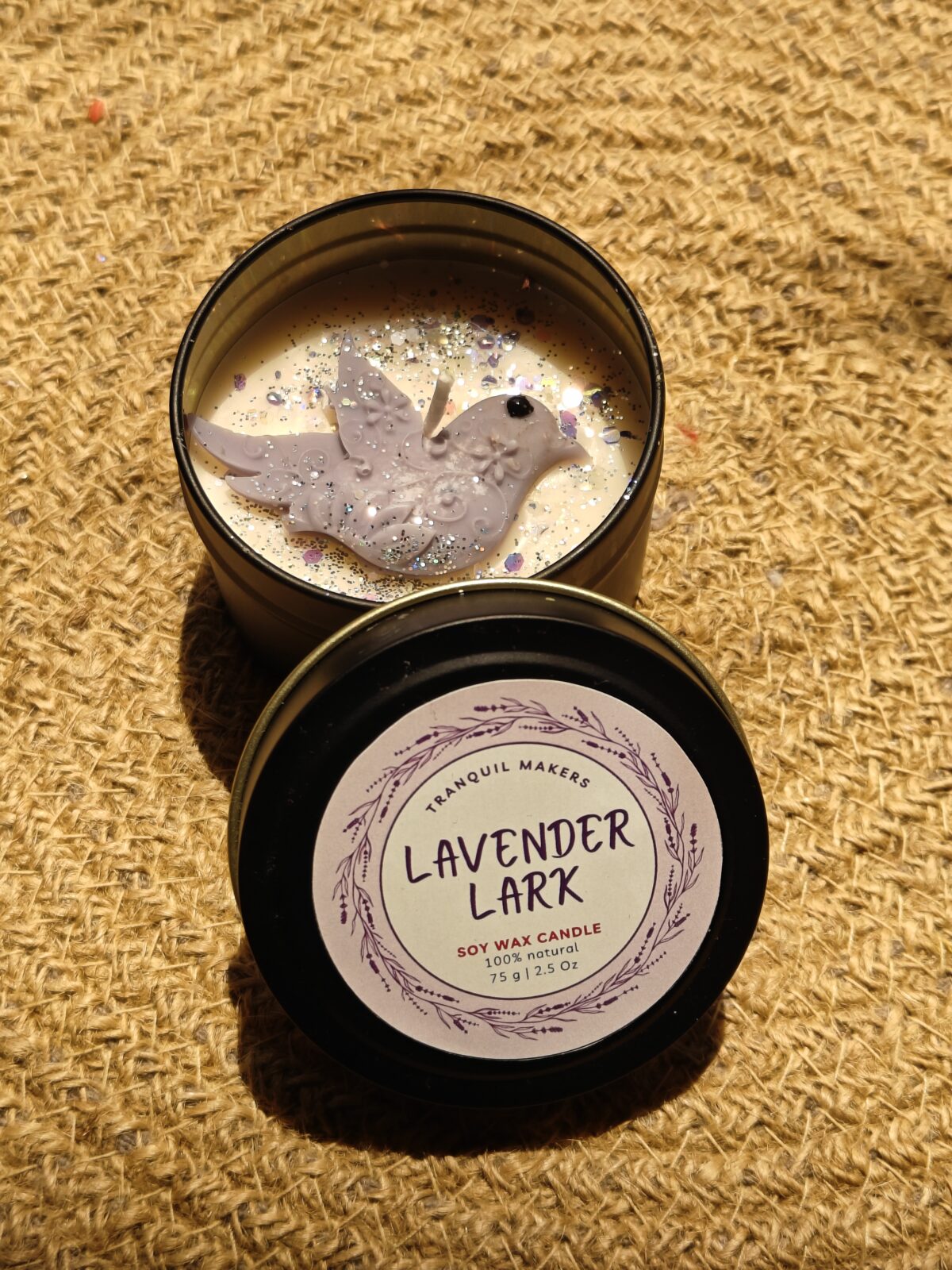 'Lavender Lark' Tin Box Candle - Image 2