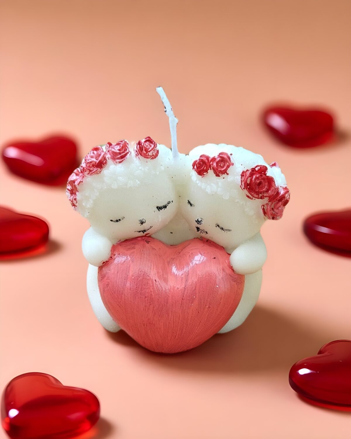 Teddy Couple Heart Candle